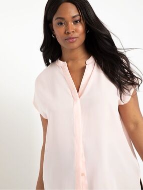 Eloquii - Light Pink Notch Collar Blouse